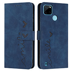 Custodia Portafoglio In Pelle Cover con Supporto Y03X per Realme C25Y India Blu