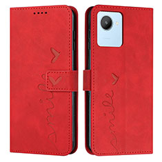 Custodia Portafoglio In Pelle Cover con Supporto Y03X per Realme C30 Rosso