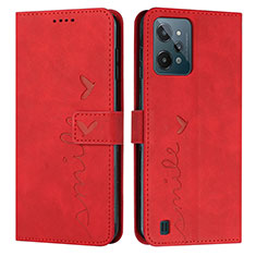 Custodia Portafoglio In Pelle Cover con Supporto Y03X per Realme C31 Rosso