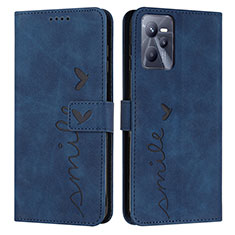 Custodia Portafoglio In Pelle Cover con Supporto Y03X per Realme C35 Blu