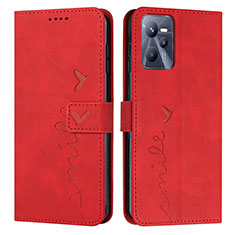 Custodia Portafoglio In Pelle Cover con Supporto Y03X per Realme C35 Rosso