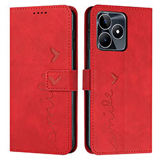 Custodia Portafoglio In Pelle Cover con Supporto Y03X per Realme C53 India Rosso