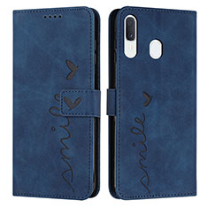 Custodia Portafoglio In Pelle Cover con Supporto Y03X per Samsung Galaxy A20 Blu