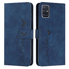 Custodia Portafoglio In Pelle Cover con Supporto Y03X per Samsung Galaxy A71 4G A715 Blu