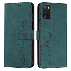 Custodia Portafoglio In Pelle Cover con Supporto Y03X per Samsung Galaxy F02S SM-E025F Verde