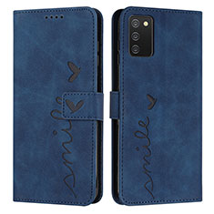 Custodia Portafoglio In Pelle Cover con Supporto Y03X per Samsung Galaxy M02s Blu