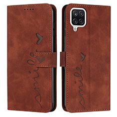 Custodia Portafoglio In Pelle Cover con Supporto Y03X per Samsung Galaxy M12 Marrone