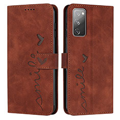 Custodia Portafoglio In Pelle Cover con Supporto Y03X per Samsung Galaxy S20 Lite 5G Marrone
