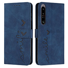 Custodia Portafoglio In Pelle Cover con Supporto Y03X per Sony Xperia 1 IV SO-51C Blu