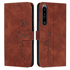 Custodia Portafoglio In Pelle Cover con Supporto Y03X per Sony Xperia 1 IV SO-51C Marrone