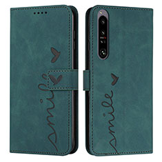 Custodia Portafoglio In Pelle Cover con Supporto Y03X per Sony Xperia 1 IV Verde