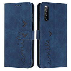 Custodia Portafoglio In Pelle Cover con Supporto Y03X per Sony Xperia 10 IV Blu