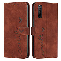 Custodia Portafoglio In Pelle Cover con Supporto Y03X per Sony Xperia 10 IV Marrone