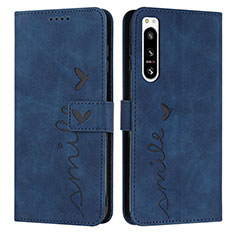 Custodia Portafoglio In Pelle Cover con Supporto Y03X per Sony Xperia 5 IV Blu