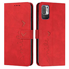 Custodia Portafoglio In Pelle Cover con Supporto Y03X per Xiaomi POCO M3 Pro 5G Rosso