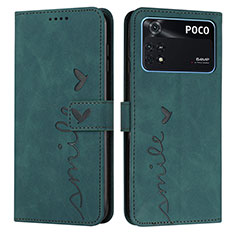 Custodia Portafoglio In Pelle Cover con Supporto Y03X per Xiaomi Poco M4 Pro 4G Verde