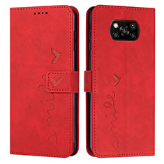 Custodia Portafoglio In Pelle Cover con Supporto Y03X per Xiaomi Poco X3 Pro Rosso