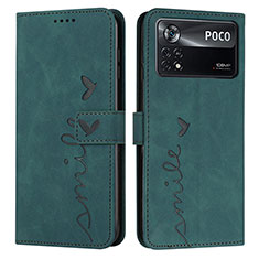 Custodia Portafoglio In Pelle Cover con Supporto Y03X per Xiaomi Poco X4 Pro 5G Verde