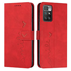 Custodia Portafoglio In Pelle Cover con Supporto Y03X per Xiaomi Redmi 10 (2022) Rosso