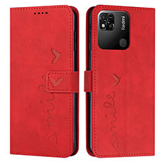 Custodia Portafoglio In Pelle Cover con Supporto Y03X per Xiaomi Redmi 10 India Rosso