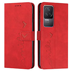 Custodia Portafoglio In Pelle Cover con Supporto Y03X per Xiaomi Redmi K50 5G Rosso