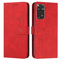 Custodia Portafoglio In Pelle Cover con Supporto Y03X per Xiaomi Redmi Note 11 4G (2022) Rosso