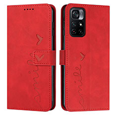 Custodia Portafoglio In Pelle Cover con Supporto Y03X per Xiaomi Redmi Note 11 5G Rosso