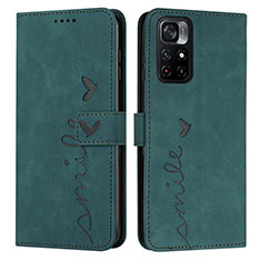 Custodia Portafoglio In Pelle Cover con Supporto Y03X per Xiaomi Redmi Note 11 5G Verde