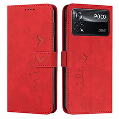 Custodia Portafoglio In Pelle Cover con Supporto Y03X per Xiaomi Redmi Note 11E Pro 5G Rosso