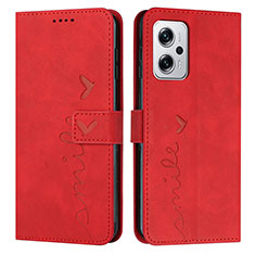 Custodia Portafoglio In Pelle Cover con Supporto Y03X per Xiaomi Redmi Note 11T Pro 5G Rosso