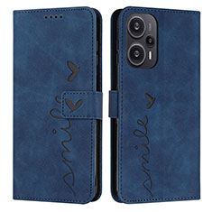 Custodia Portafoglio In Pelle Cover con Supporto Y03X per Xiaomi Redmi Note 12 Turbo 5G Blu