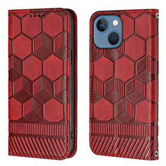 Custodia Portafoglio In Pelle Cover con Supporto Y04B per Apple iPhone 13 Rosso Rosa