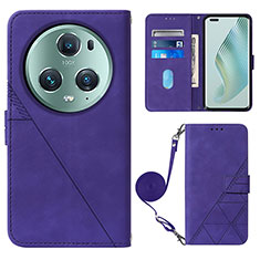 Custodia Portafoglio In Pelle Cover con Supporto Y04B per Huawei Honor Magic5 Pro 5G Viola