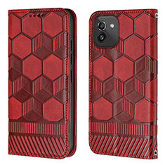 Custodia Portafoglio In Pelle Cover con Supporto Y04B per Samsung Galaxy A03 Rosso