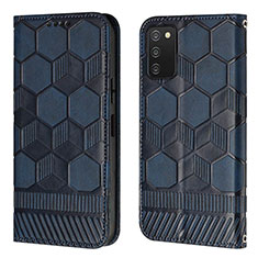 Custodia Portafoglio In Pelle Cover con Supporto Y04B per Samsung Galaxy M02s Blu