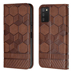 Custodia Portafoglio In Pelle Cover con Supporto Y04B per Samsung Galaxy M02s Marrone