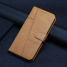 Custodia Portafoglio In Pelle Cover con Supporto Y04X per Motorola Moto E22 Marrone Chiaro