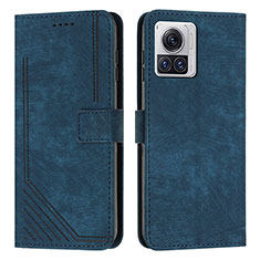 Custodia Portafoglio In Pelle Cover con Supporto Y04X per Motorola Moto Edge 30 Ultra 5G Blu