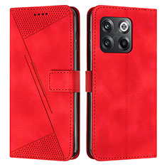 Custodia Portafoglio In Pelle Cover con Supporto Y04X per OnePlus 10T 5G Rosso