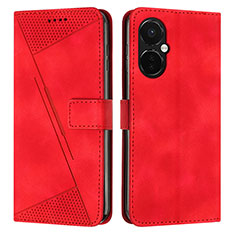 Custodia Portafoglio In Pelle Cover con Supporto Y04X per OnePlus Nord CE 3 5G Rosso