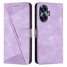 Custodia Portafoglio In Pelle Cover con Supporto Y04X per Realme C55 Viola