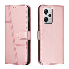 Custodia Portafoglio In Pelle Cover con Supporto Y04X per Xiaomi Redmi Note 12 Explorer Oro Rosa