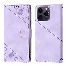 Custodia Portafoglio In Pelle Cover con Supporto Y05B per Apple iPhone 14 Pro Max Viola