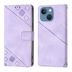 Custodia Portafoglio In Pelle Cover con Supporto Y05B per Apple iPhone 15 Plus Viola