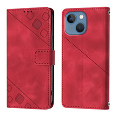 Custodia Portafoglio In Pelle Cover con Supporto Y05B per Apple iPhone 15 Rosso