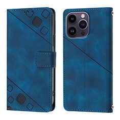 Custodia Portafoglio In Pelle Cover con Supporto Y05B per Apple iPhone 16 Pro Blu