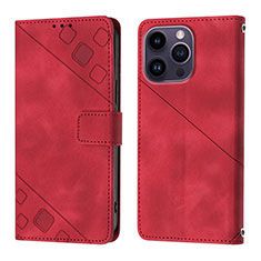 Custodia Portafoglio In Pelle Cover con Supporto Y05B per Apple iPhone 16 Pro Rosso