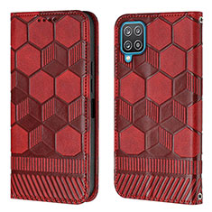 Custodia Portafoglio In Pelle Cover con Supporto Y05B per Samsung Galaxy A12 Rosso