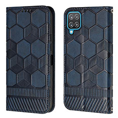 Custodia Portafoglio In Pelle Cover con Supporto Y05B per Samsung Galaxy F12 Blu