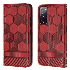 Custodia Portafoglio In Pelle Cover con Supporto Y05B per Samsung Galaxy S20 FE 4G Rosso